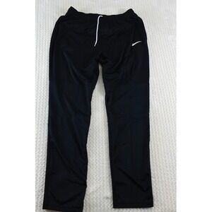 Nike Dri-Fit Track Pants Men's M Black Swoosh 100% Polyester Drawstring Pull-On